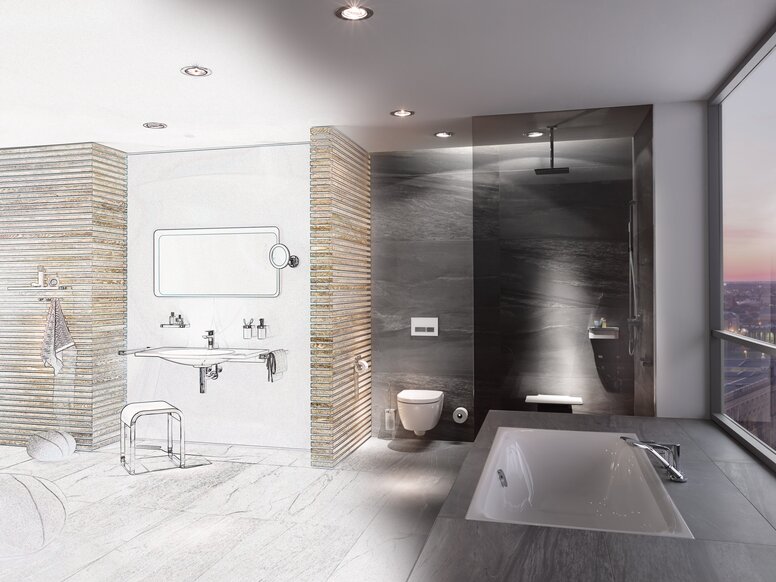 Bad HEWI System 800 Bad ausgestattet mit barrierefreien Produkten und Accessoires