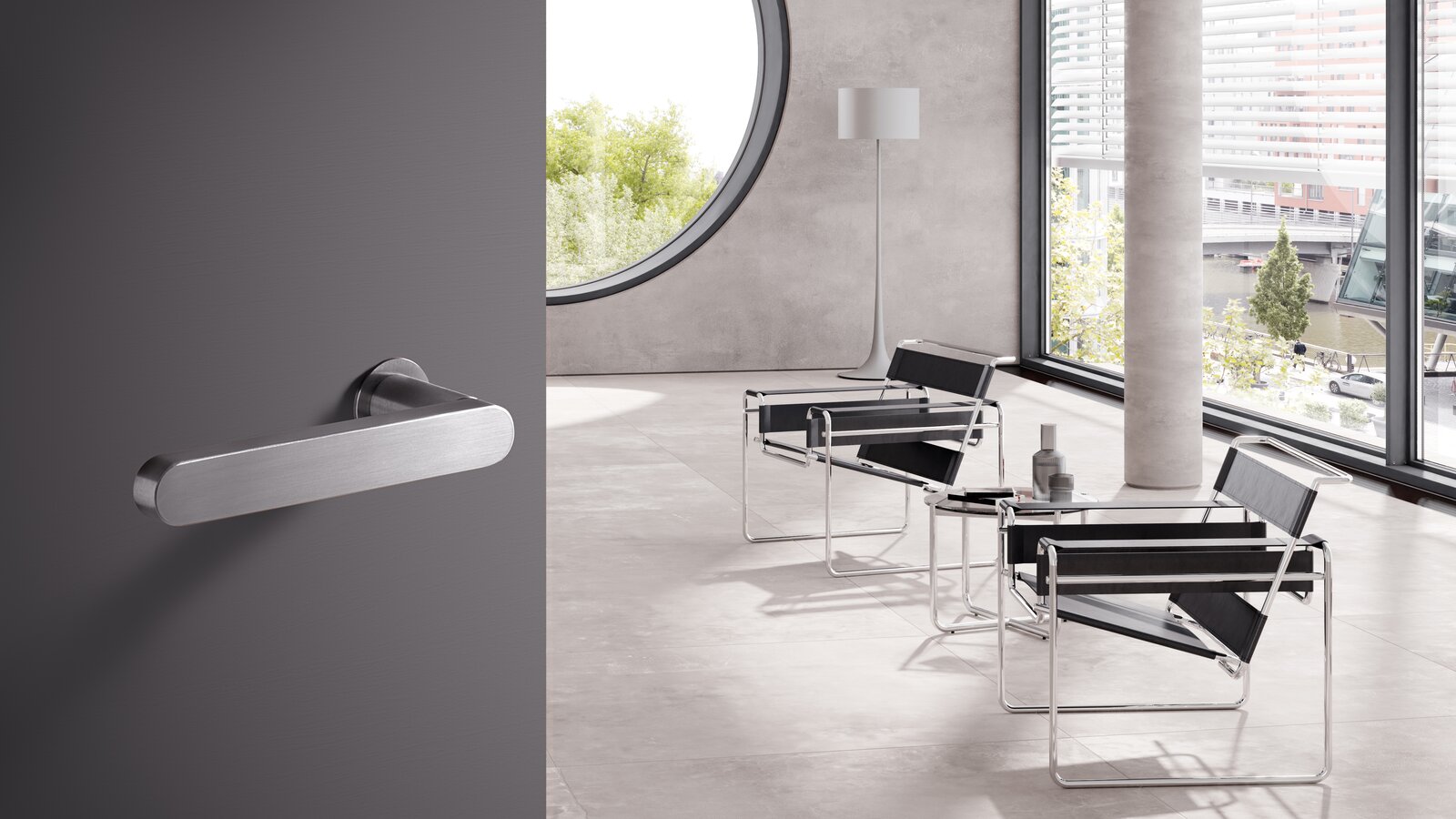 HEWI lever handle satin stainless steel Minimalist lever handle in satin stainless steel