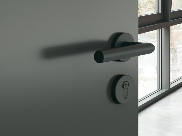 Klamka dźwigniowa HEWI czarny mat Rozeta na klucz do klamki w kolorze czarny mat wykonana z poliamidu