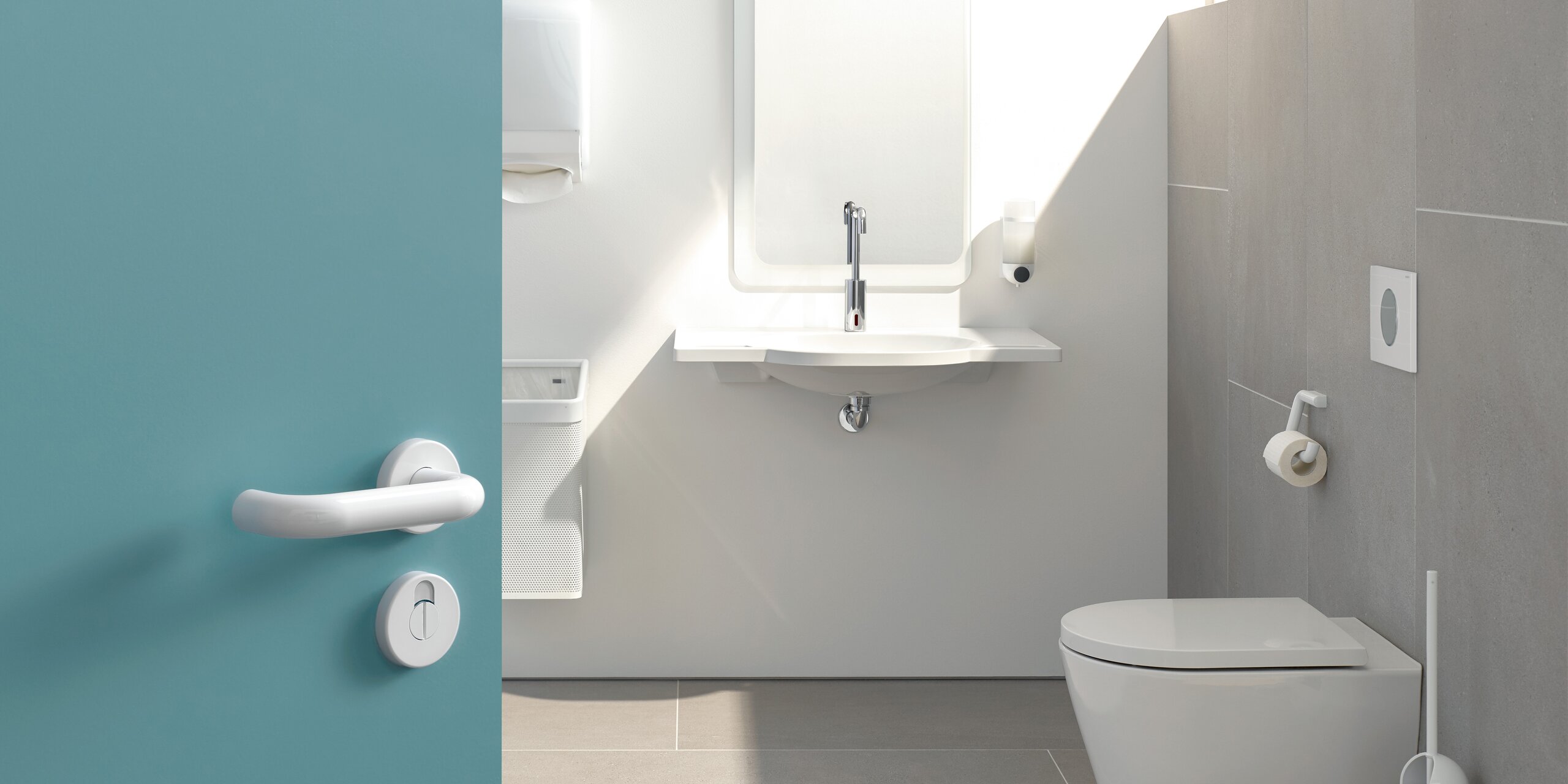 HEWI Bathroom Active+ Bathroom with washbasin and WC Active+