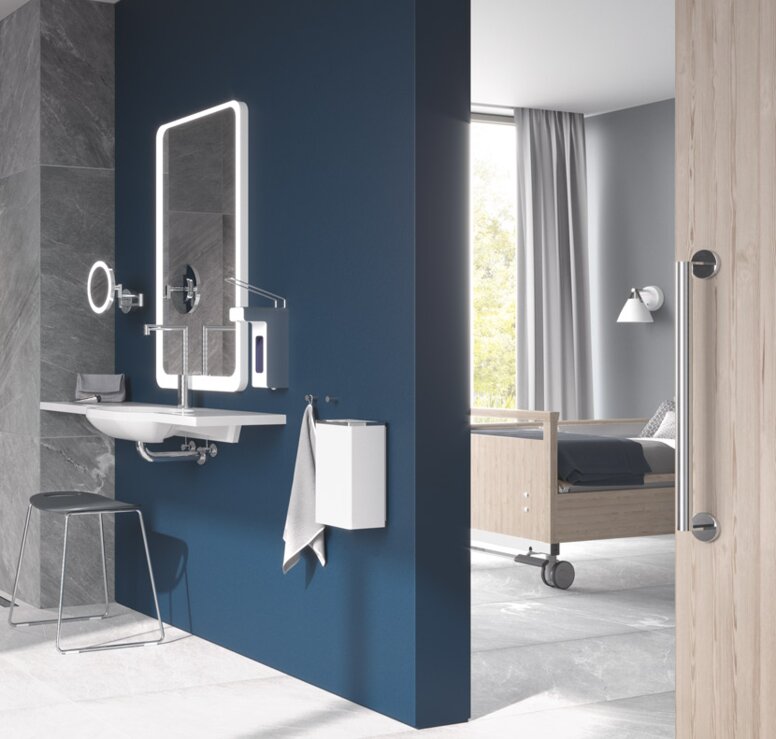 HEWI barrier-free bathroom in System 900 Barrier-free bathroom in System 900 from HEWI
