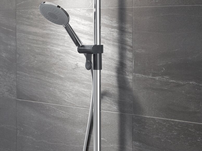 HEWI WARM TOUCH shower rail Shower rail with made of polyamide with chrome look